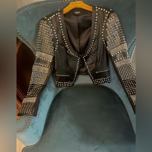 Bebe Leather Studded/Rhinestone Jacket